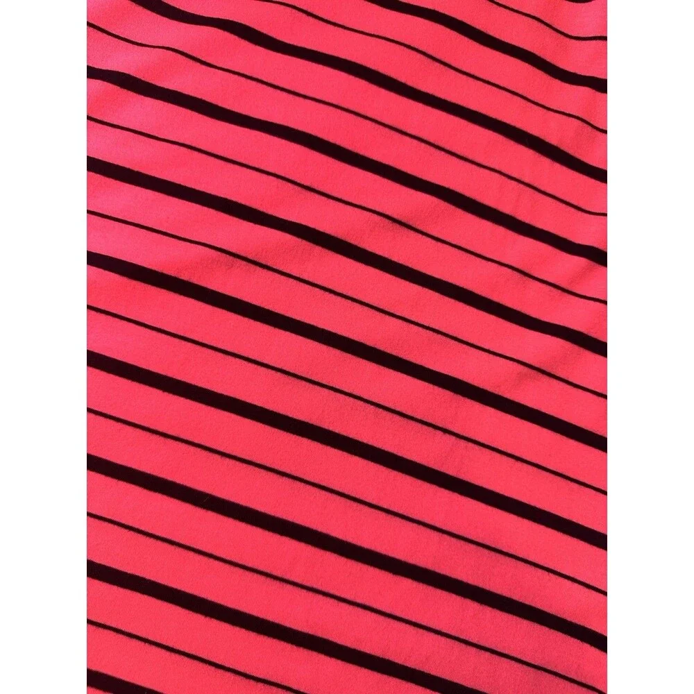 Justice Girl's sz 14 Pink Black Striped Stretch Sleeveless Assymetrical Tank Top